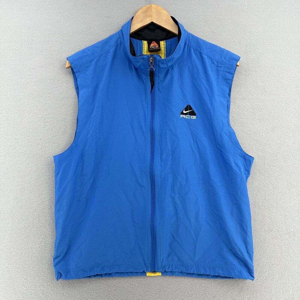 1992‎ Nike ACG Packable Vest Tactical Windbreaker Blue Mens M Outdoor Wind VTG